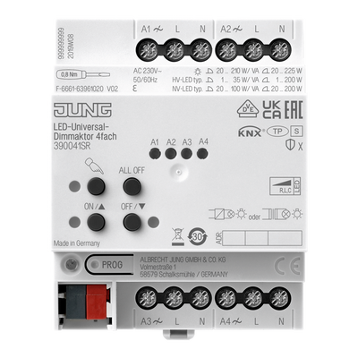 KNX LED-Universal-Dimmaktor, 4fach, AC 110 ... 230 V ~, 50/60 Hz, 4 TE, Secure