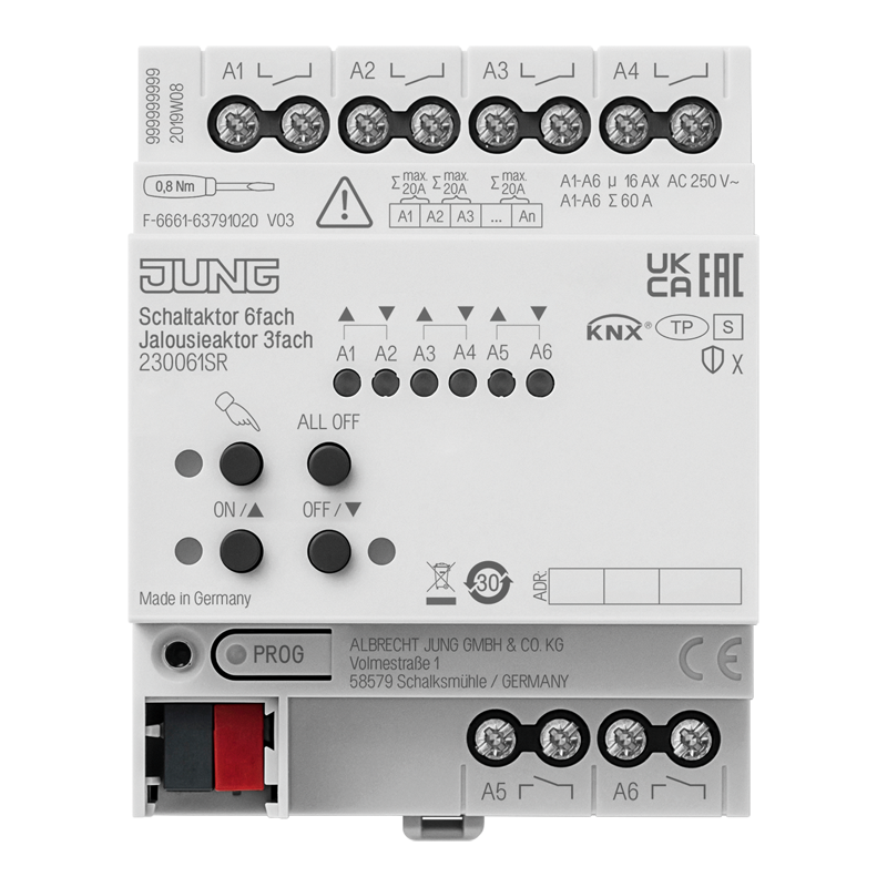 KNX Schaltaktor 6fach, KNX Jalousieaktor 3fach, REG, 4 TE, Secure