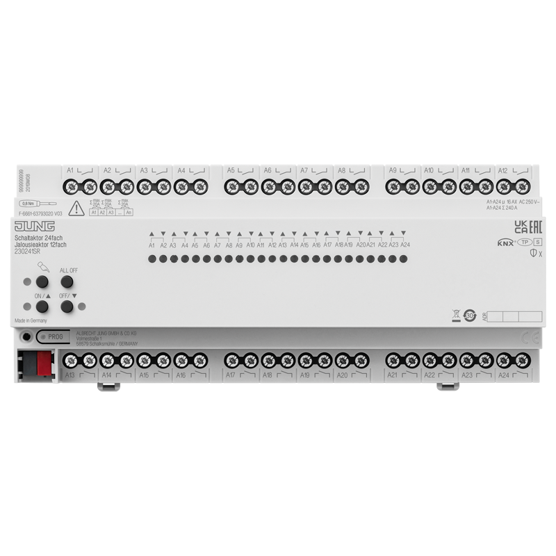 KNX Schaltaktor 24fach, KNX Jalousieaktor 12fach, REG, 12 TE, Secure