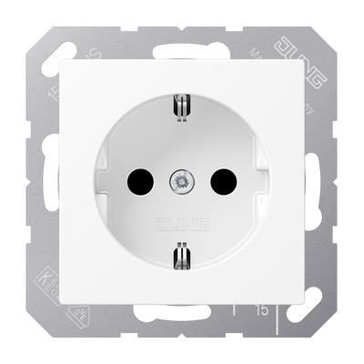 SCHUKO®-Steckdose, 16 A 250 V ~, SAFETY+, Thermoplast lackiert, Serie A, schneeweiß matt