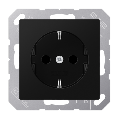 SCHUKO®-Steckdose, 16 A 250 V ~, Thermoplast lackiert, Serie A, graphitschwarz matt