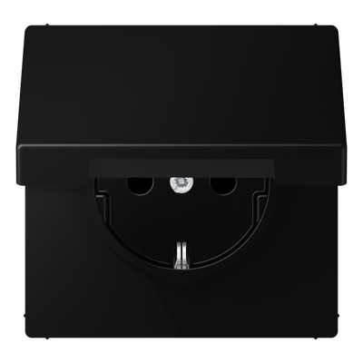 SCHUKO®-Steckdose, 16 A 250 V ~, Klappdeckel, Thermoplast lackiert, Serie LS, graphitschwarz matt