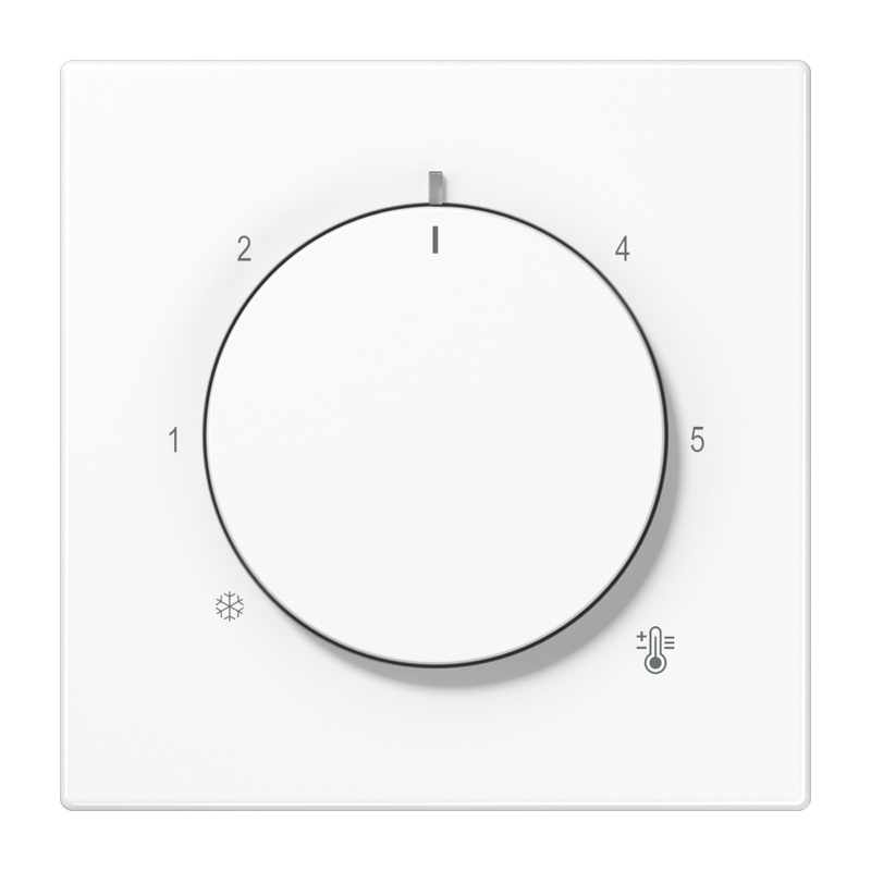 Abdeckung für Thermostat, Temperatursymbol, Thermoplast, Serie LS, alpinweiß