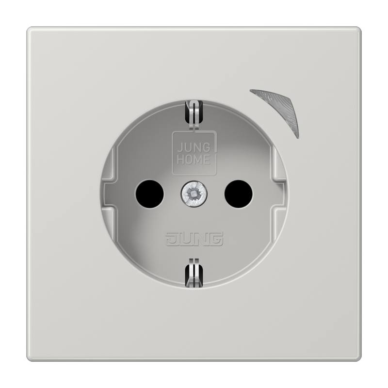JUNG HOME SCHUKO® Steckdose, 16 A 250 V ~, mit Funktionsanzeige, Safety Plus, Serie LS, lichtgrau