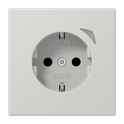 JUNG HOME SCHUKO® Steckdose, 16 A 250 V ~, mit Funktionsanzeige, Safety Plus, Serie LS, lichtgrau