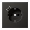 SCHUKO®-Steckdose, 16 A 250 V ~, mit USB-Ladegerät, 1 x Typ A, Safety Plus, Serie LS, anthrazit