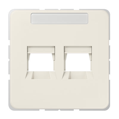 Abdeckung (gerastet) für Modular-Jack-Steckbuchsen, 2fach, UMA-CAT6A, RADIALL, Panduit, Assmann, mit Schriftfeld, Serie CD, weiß