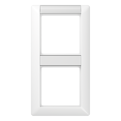 Rahmen 2fach, mit Schriftfeld, senkrechte Montage, Duroplast, AS 500, alpinweiß