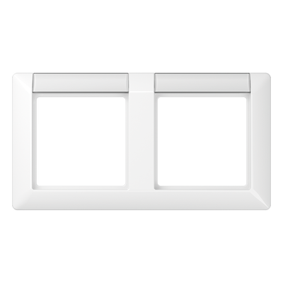 Rahmen 2fach, mit Schriftfeld, waagerechte Montage, Duroplast, AS 500, alpinweiß
