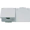 SCHUKO®-Zweifach-Steckdose, verdrahtet, 16 A 250 V ~, Schraubklemmen, waagerecht, IP 44, WG 600