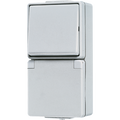 SCHUKO®-Steckdose 16 A 250 V ~ mit Schalter Universal Aus-Wechsel 10 AX 250 V ~, senkrecht, IP 44, WG 600