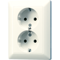 SCHUKO®-Zweifach-Steckdose, 16 A 250 V ~, Duroplast, Serie AS, weiß (ivory)