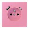 Steckdose, französisch/belgisches System, 16 A 250 V ~, mit USB-Ladegerät, 1 x Typ A + 1 x Typ C, Safety Plus, Serie LS, rose vif (4320C)
