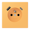 Steckdose, französisch/belgisches System, 16 A 250 V ~, mit USB-Ladegerät, 1 x Typ A + 1 x Typ C, Safety Plus, Serie LS, ocre jaune clair (4320L)