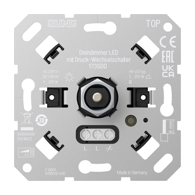 Drehdimmer LED mit Druck-Wechselschalter