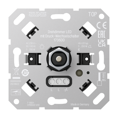 Drehdimmer LED mit Druck-Wechselschalter