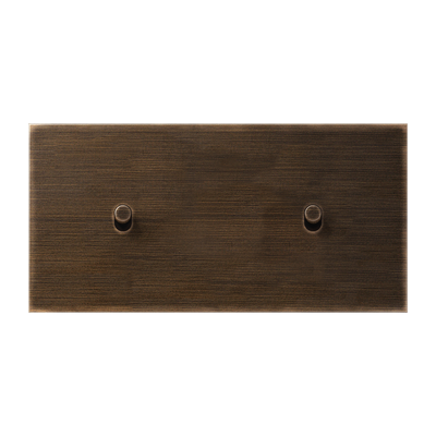 Abdeckung mit Kipphebel "Zylinder", 2fach, 2 x 1 Kipphebel, waagerecht, Serie LS 1912, Messing antik