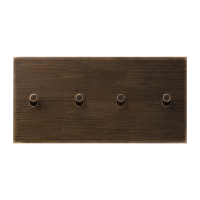 Abdeckung mit Kipphebel "Zylinder", 2fach, 2 x 2 Kipphebel, waagerecht, Serie LS 1912, Messing antik