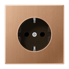 SCHUKO®-Steckdose, 16 A 250 V ~, ohne Krallen, Safety Plus, Metall, PVD-beschichtet, Serie LS, Bronze gebürstet