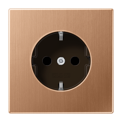 SCHUKO®-Steckdose, 16 A 250 V ~, ohne Krallen, Safety Plus, Metall, PVD-beschichtet, Serie LS, Bronze gebürstet