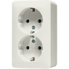 SCHUKO®-Zweifach-Steckdose, 16 A 250 V ~, 47 mm, AP 600, weiß (ivory)