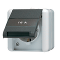 SCHUKO®-Steckdose, 16 A 250 V ~, mit Schriftfeld, senkrecht, IP 44, WG 800
