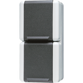 SCHUKO®-Zweifach-Steckdose, verdrahtet, 16 A 250 V ~, senkrecht, IP 44, WG 800