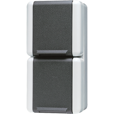 SCHUKO®-Zweifach-Steckdose, verdrahtet, 16 A 250 V ~, senkrecht, IP 44, WG 800