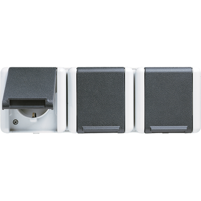 SCHUKO®-Dreifach-Steckdose, verdrahtet, 16 A 250 V ~, waagerecht, IP 44, WG 800