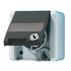 SCHUKO®-Steckdose, mit Schriftfeld, Klappdeckel, mit Sicherheitsschloss, IP 44, WG 800