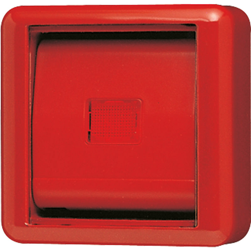 Abdeckung mit Glasscheibe 1fach, Thermoplast, WG 800, rot