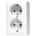 SCHUKO®-Zweifach-Steckdose, 16 A 250 V ~, 47 mm, AP 600, alpinweiß
