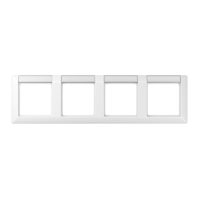 Rahmen 4fach, mit Schriftfeld, waagerechte Montage, Duroplast, AS 500, alpinweiß
