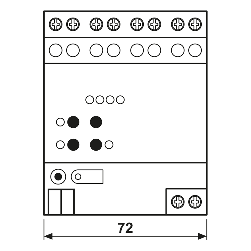 KNX Jalousieaktor 2fach AC 110-230 V, 1fach DC 12-48 V, REG, 4 TE – Bild 2 von 2