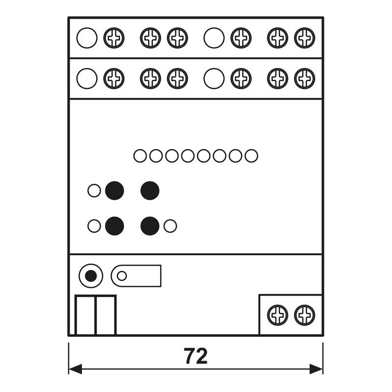 KNX Jalousieaktor 4fach AC 110-230 V, 2fach DC 12-48 V, REG, 4 TE – Bild 2 von 2