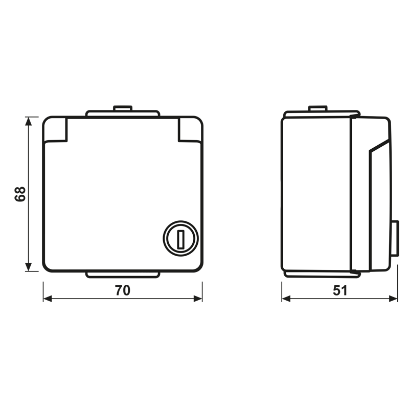 SCHUKO®-Steckdose, 16 A 250 V ~, mit Sicherheitsschloss, senkrecht, IP 44, WG 600 – Bild 2 von 2