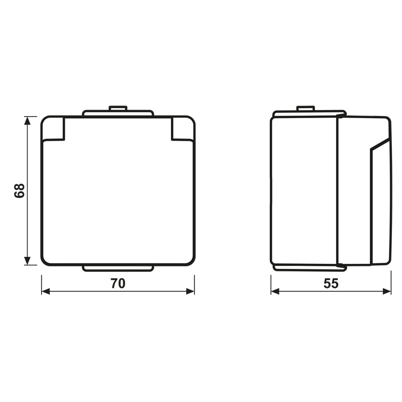 SCHUKO®-Steckdose, 16 A 250 V ~, mit Hohlboden zur Durchverdrahtung, senkrecht, IP 44, WG 600 – Bild 2 von 2