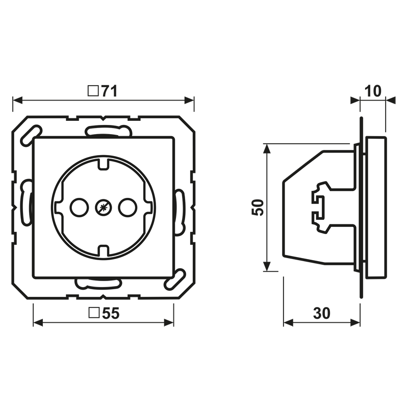 SCHUKO®-Steckdose, 16 A 250 V ~, ohne Krallen, Thermoplast lackiert, Serie A, anthrazit matt – Bild 2 von 2