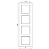 Rahmen 4fach, A 550, Thermoplast lackiert, mokka, senkrechte und waagerechte Montage