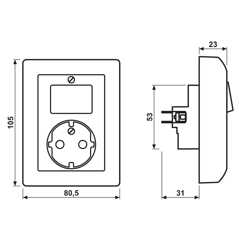 SCHUKO®-Steckdose 16 A 250 V ~ mit Schalter Universal Aus-Wechsel 10 AX 250 V ~, Schraubklemmen, Duroplast, Serie AS, alpinweiß – Bild 2 von 2