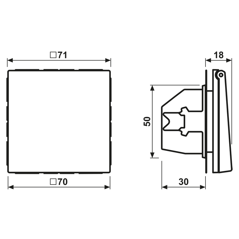 SCHUKO®-Steckdose, 16 A 250 V ~, Safety Plus, Klappdeckel, Serie LS, Edelstahl – Bild 2 von 2