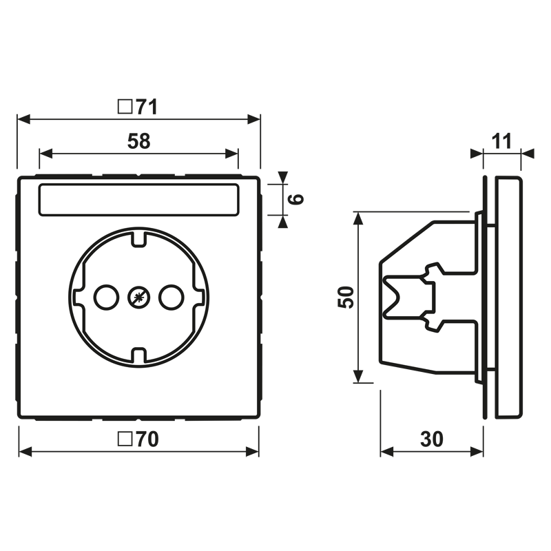 SCHUKO®-Steckdose, 16 A 250 V ~, mit Schriftfeld, Duroplast, Serie LS, alpinweiß – Bild 2 von 2