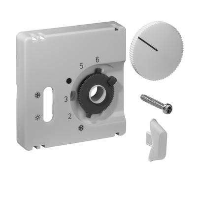 Deckelset für Raumtemperaturregler RTBSU, 50x50, verkehrs-/studioweiß (RAL9016), matt