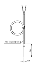 Kabel-Temperaturfühler, PT100, 6m, Fühlerleitung Silikon, -50...+180°C, 4-Leiter
