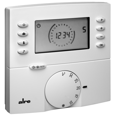 Raumtemperaturregler mit Uhr, Aufputz