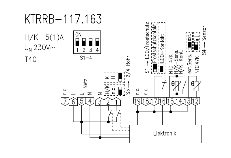 Raumtemperaturregler, Heizen/Kühlen, Aufputz, 230VAC – Bild 3 von 3
