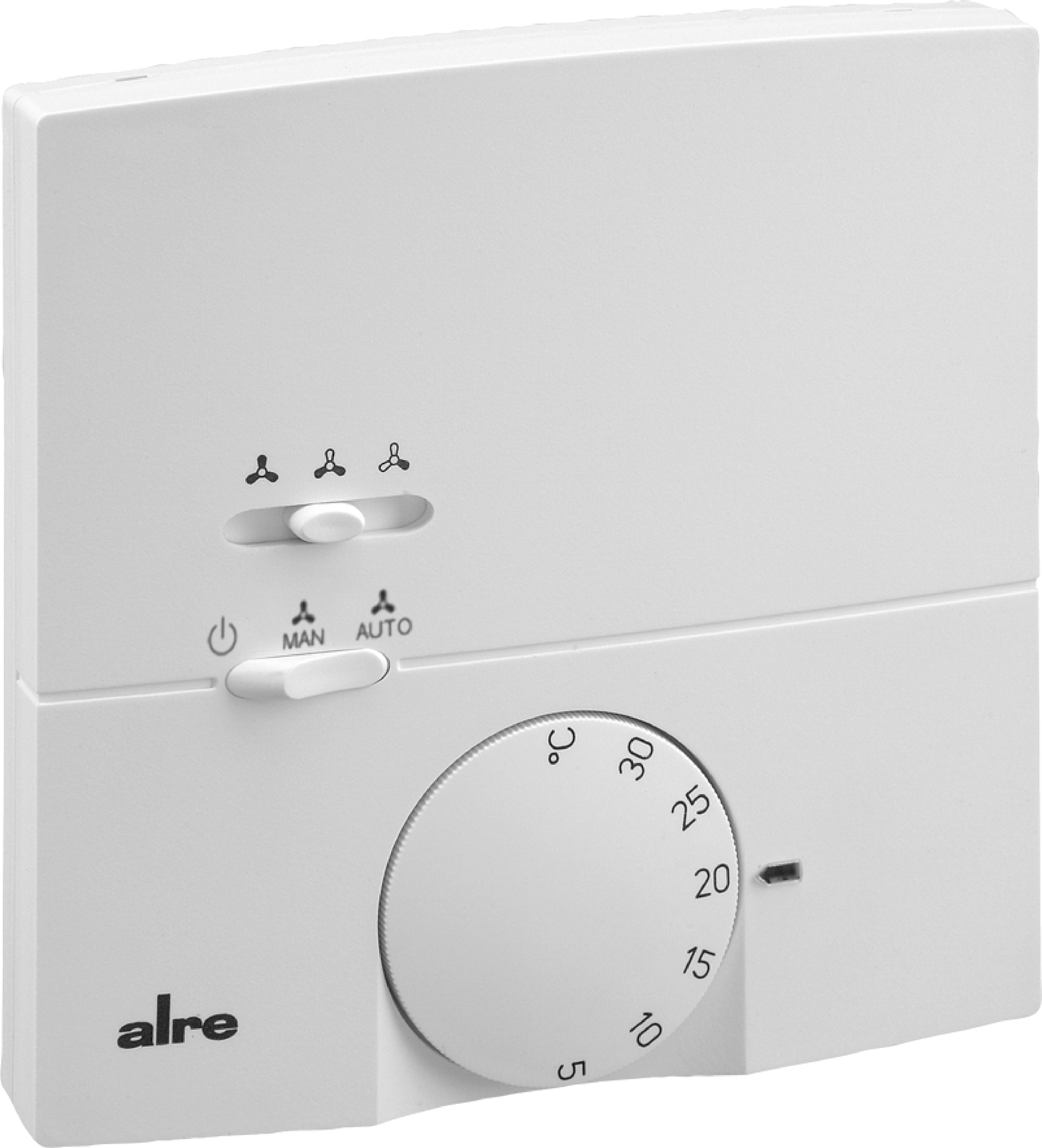 Raumtemperaturregler, Heizen/Kühlen, Aufputz, 230VAC, 3-stufiger Lüfterausgang 0…10V oder dynamisch 0…10V