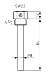 Tauchhülse, 250mm, V4A 1.4571, Durchmesser InnenxAußen 6,3x9mm
