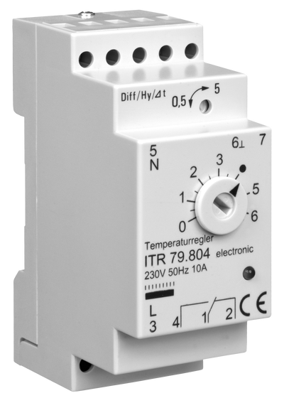 Temperaturregler für Normschienenmontage, 0…60°C