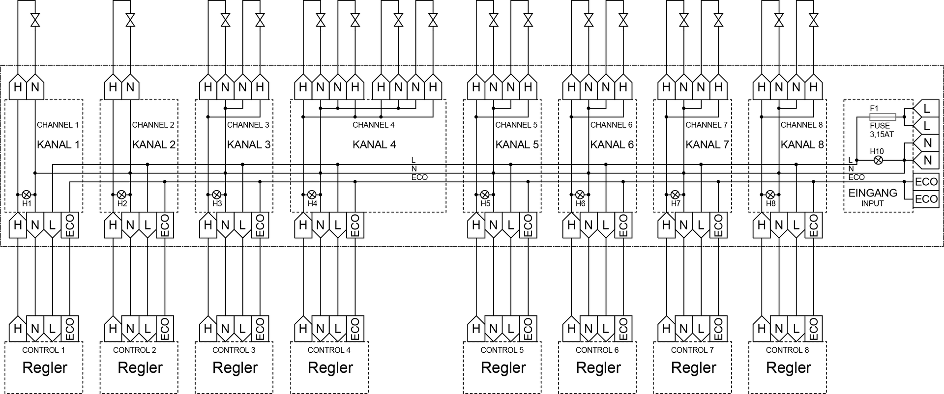 Klemmenleiste, max. 8 Raumthermostate und 16 Stellantriebe, IP20 – Bild 3 von 3